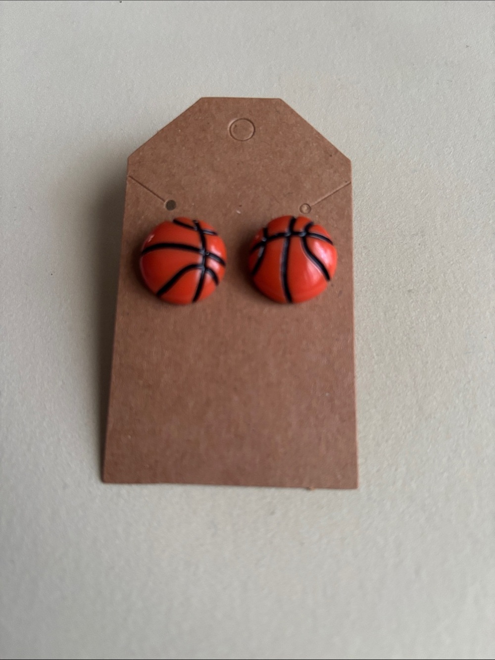 Hand Crafted‎ Orange Basketball Stud Earrings
